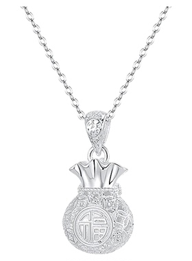 老凤祥足银福袋项链女新中式招财纳福新款吊坠生日礼物送女友老婆