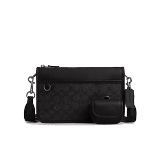 COACH/蔻驰官方 奥莱款HERITAGE男士PVC配皮单肩斜挎包CW373