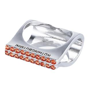 NothingButMini双排压纹logo戒指明星同款锆石闪亮原创小众设计