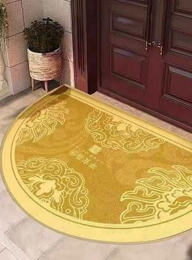 金黄色中式半圆入户门地垫防滑进门脚垫耐磨门口门垫门外室内地毯