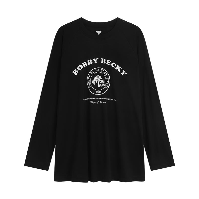 Bobbybecky长袖面膜tee天丝防晒印花垂感薄款透气美式宽松皮肤衣