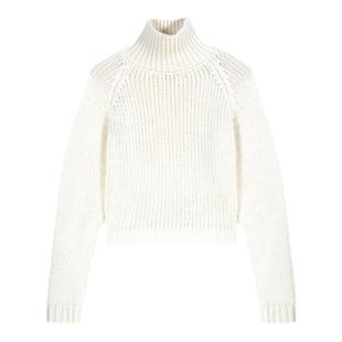 Maje Outlets博主同款秋冬女装法式时尚淡褐色系带露背针织衫毛衣