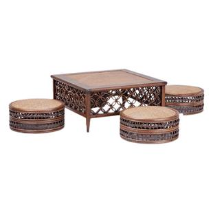 长青藤 真藤编织榻榻米茶几矮桌 日式蒲团茶几茶桌窗台禅意小茶桌