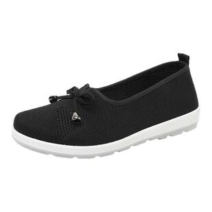 飞织休闲布鞋女妈妈透气老北京布鞋春夏中老年一脚蹬奶奶防滑软底