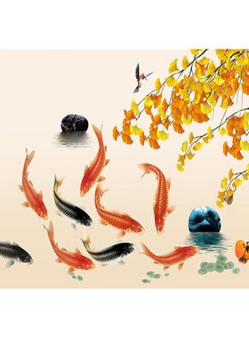 新中式柿柿如意自粘装饰画