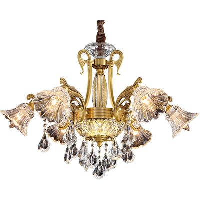 轻奢全铜铜欧式风客厅书房水晶灯