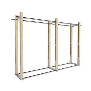 高档服装店中岛架双排桦木海洋板展示架落地式不锈钢陈列挂衣货架