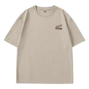 班尼路男士短袖t恤夏季卡其纯棉重磅大码上衣通勤百搭体恤男款A