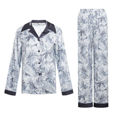 奈黎诗春秋薄款印花丝质睡衣女