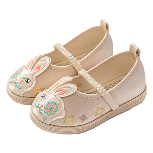 汉服鞋子女童春秋小兔子古风古装手工宝宝布鞋老北京儿童绣花鞋夏