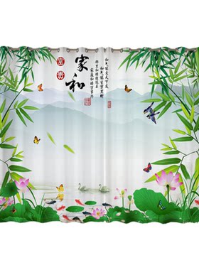富贵竹叶竹子窗帘纱装饰遮光中式