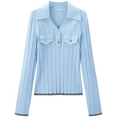 太平鸟女装冬季休闲气质翻领打底线套衫A1EEE3496