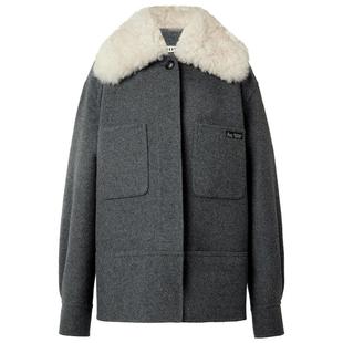 【秀场同款】IIIVIVINIKO冬季新款工装风夹克毛呢大衣外套女