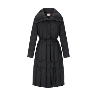 郁香菲翻领羽绒服女冬季长款时尚通勤保暖鸭绒单排扣直筒收腰外套