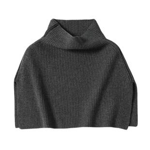 羊绒高领开衩披肩秋冬套头大围脖外搭多穿法羊毛针织斗篷百搭脖套