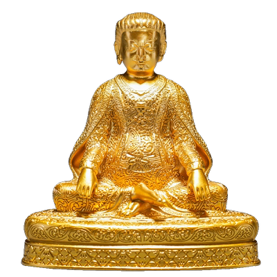 噶举师徒三尊铜全鎏金像3寸摆件