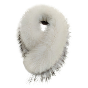 张元英同款狐狸毛围脖白狐银狐双色拼接吸铁石扣简约百搭毛领围巾