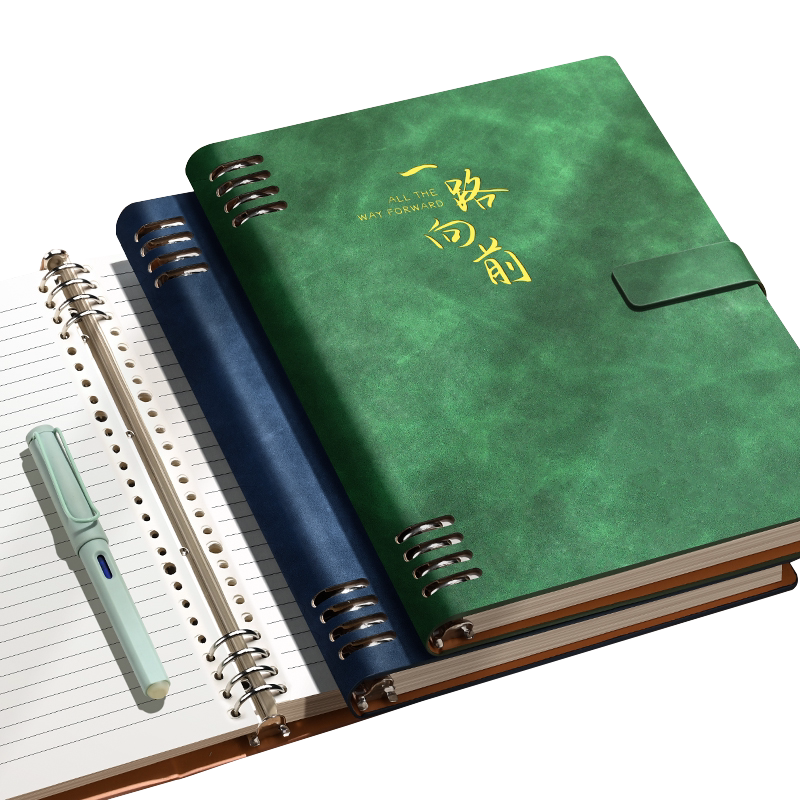 三木b5皮面活页本初高中生专用不硌手笔记本子大容量复古高颜值a5大学生活页夹扣环外壳线圈方格记事本可拆卸