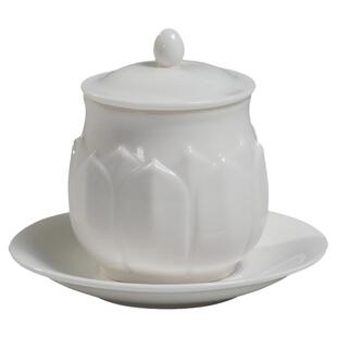 微美陶瓷浮莲白釉佛具套装供佛香炉圣水杯供佛灯供奉家用佛前摆件