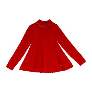 IVY HOUSE常春藤童装女童冬季新款 珍珠领圈毛衣绵羊毛衫保暖打底