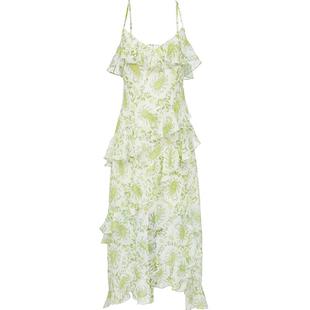 Vero Moda连衣裙夏季荷叶边装饰裙摆V领吊带裙32527A052