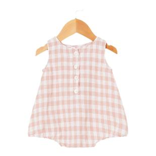 拉波米宝宝A类亚麻包屁衣连体衣三角哈衣爬服夏季女童洋气外出服