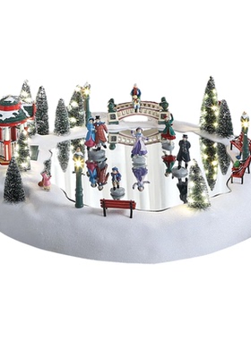 美国Mr.Christmas冬日仙境圣诞滑冰场音乐盒摆件圣诞节生日礼物