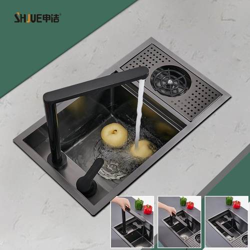 304不锈钢吧台隐形迷你水槽单槽盖板高压洗杯器隐藏洗菜盆迷你