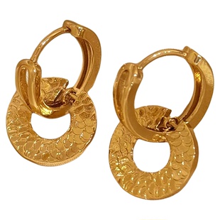 CIX锤纹/金色贵气耳钉耳饰复古螺旋耳夹无耳洞小众精致感耳环秋冬