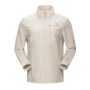 骆驼户外加绒冲锋软壳衣运动外套女25秋冬防风连帽夹克登山服男