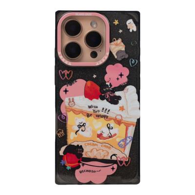 灰岛蛋糕乐园透黑方形手机壳