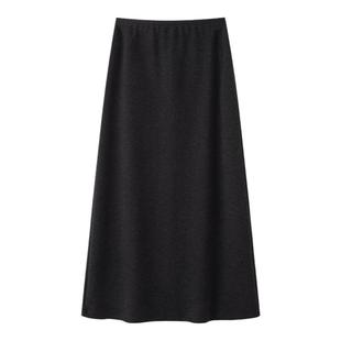 画风drawwind纯色半身裙女2025秋季新款休闲宽松A字含羊毛中长裙