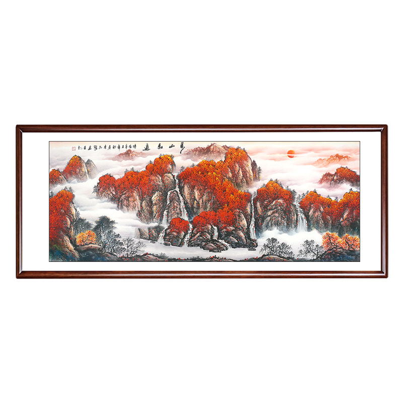 鸿运当头客厅手绘李可染山水画