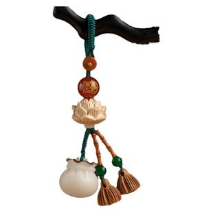 菩提钱袋汽车钥匙扣挂件桃木莲蓬莲花十二生肖马钥匙链男女吊坠饰