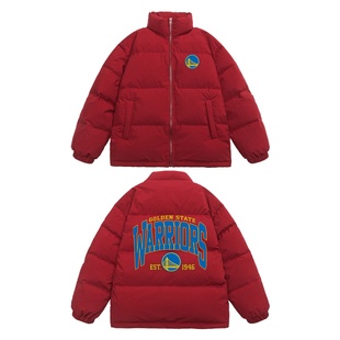 Warriors篮球服金州勇士库里周边宽松羽绒服鸭绒外套冬季男女衣服