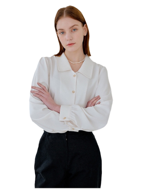 白色衬衫女士上衣高级显瘦长袖