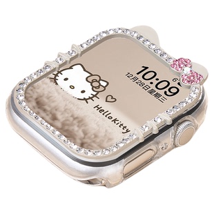 【带钻KT猫】适用applewatch11手表S11保护壳iwatch10保护套S10表壳se3表套S9表带苹果边框iSeries半包新款女