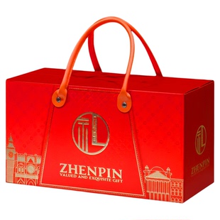 国潮年货礼盒空盒包装盒熟食零食干果坚果大礼包高档皮手提礼品盒