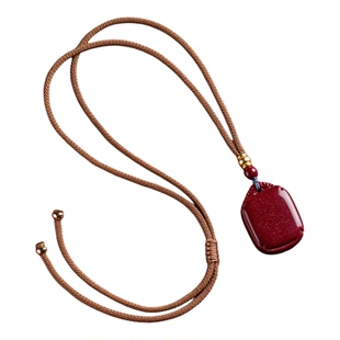 高含量朱砂无事牌项链吊坠本命年平安牌毛衣链男女款朱砂佩饰吊坠