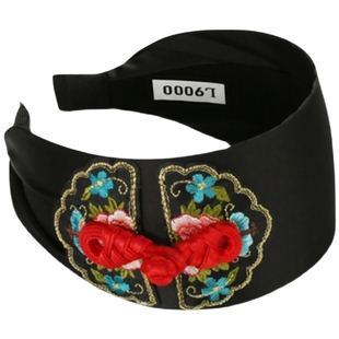 L9000/如梦令复古同心结发箍原创新中式时尚刺绣头饰减龄真丝头箍