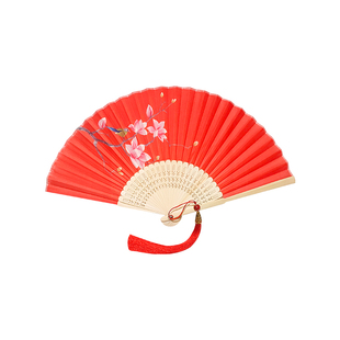 复古中国风女式流苏扇子古典汉服折扇夏季随身折叠学生舞蹈表演扇