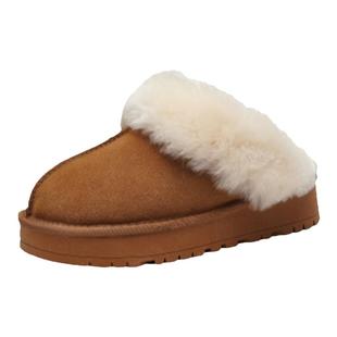 厚底增高千颂伊同款皮毛一体包头拖羊毛拖平底保暖包头外穿百搭款