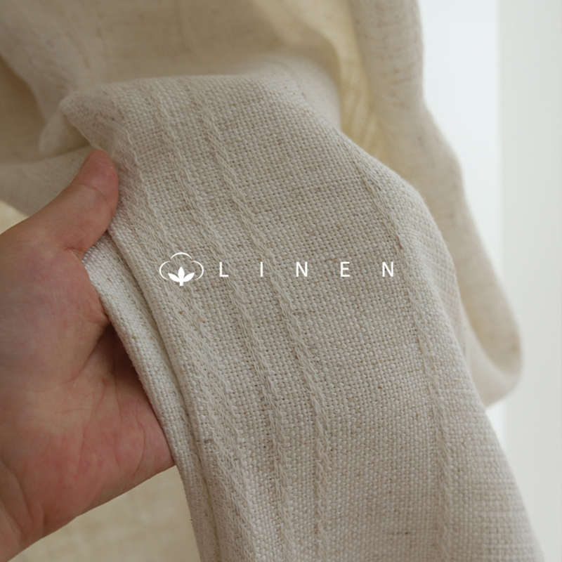 「自然风」原木风编织亚麻帘立体条纹肌理感客厅书房窗帘-川夏