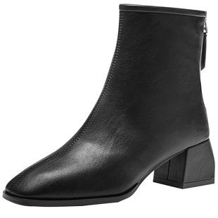 戈美其靴子女加绒棉鞋2025冬季雪地靴粗跟平底真皮厚断码清仓短靴