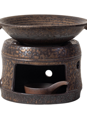 新中式粗陶蜡烛温茶香薰炉摆件