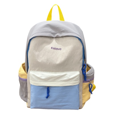 撞色轻便女生通勤户外旅行双肩包