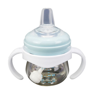 宝宝喝水迷你小奶瓶120ml宽口径手柄吸管鸭嘴杯小容量PPSU学饮杯