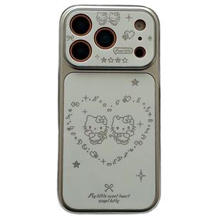 ins可爱闪粉爱心哈喽kt猫咪适用苹果17Promax手机壳iphone16pro新款15pro小众16pm电镀14pro硅胶17pro全包女
