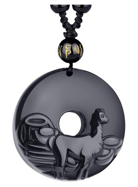 羊财满贯吊坠祥安阁黑曜石