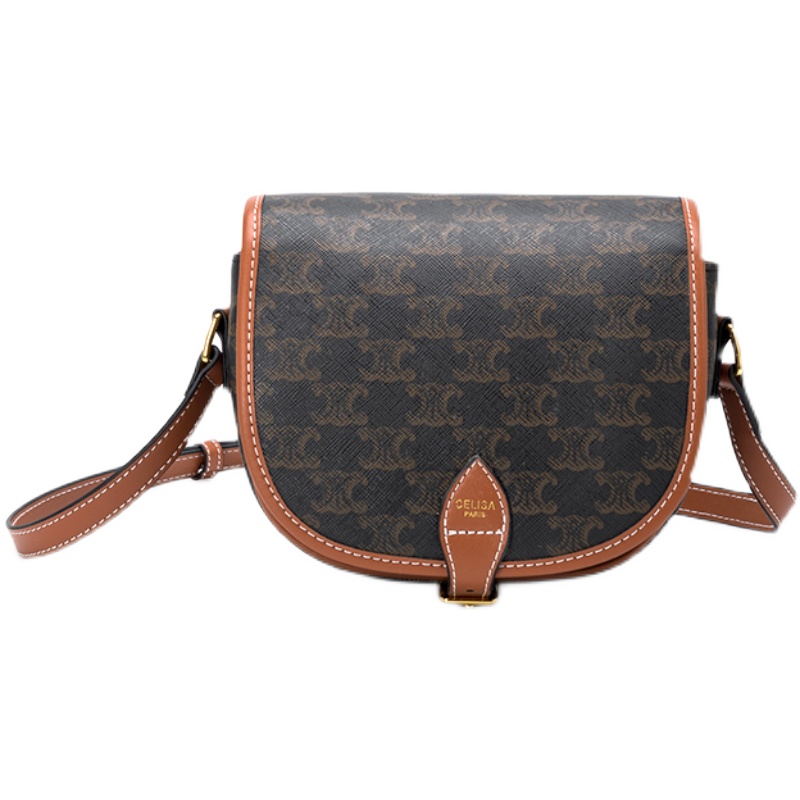 香港it代购凯旋门马鞍包新款老花半圆小包真皮大容量单肩女邮差包